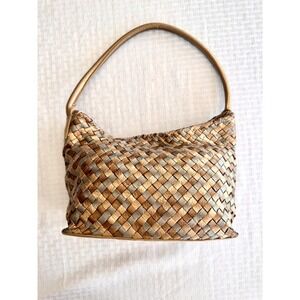 Fossil Metallic Woven Leather Hobo Bag Gold Bronze Silver ZB 9704 75082